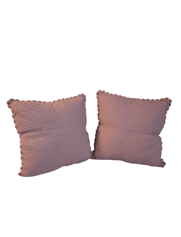 A pair of pillows with a decorative edge.