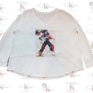 A white shirt with an image of a man in uniform.