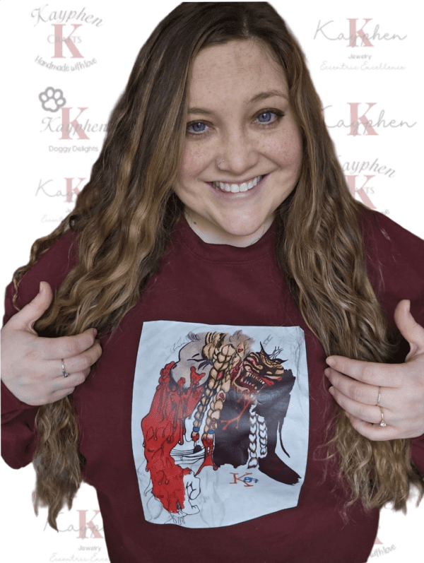 A woman with long hair and a t-shirt.