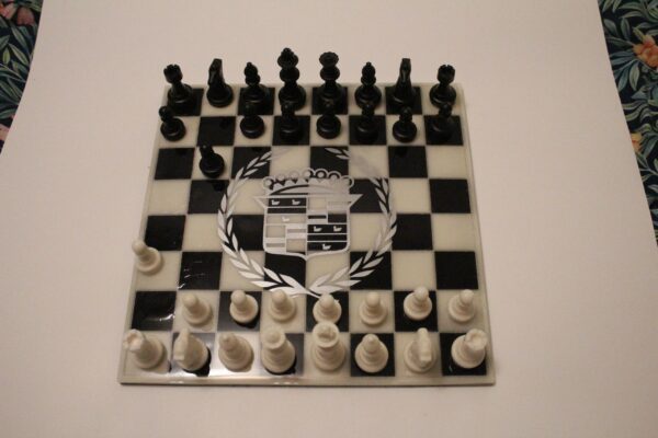 A chess board with pieces on it.